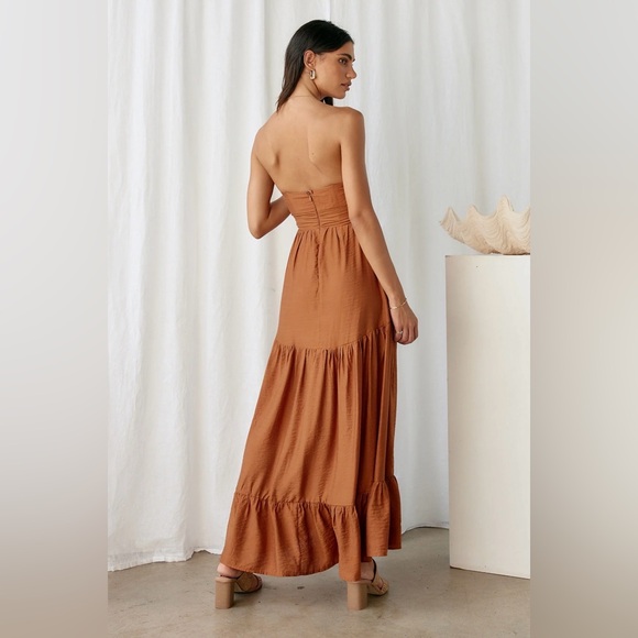 Fortunate One Let’s Fly Away Maxi Dress in Tan Medium - Picture 3 of 5